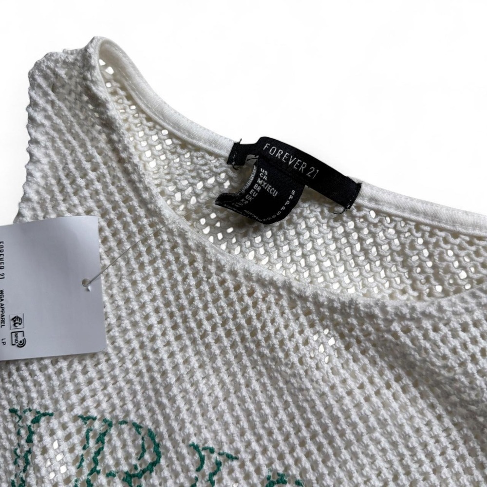 Forever 21 white mesh crop top - Picture 3 of 4